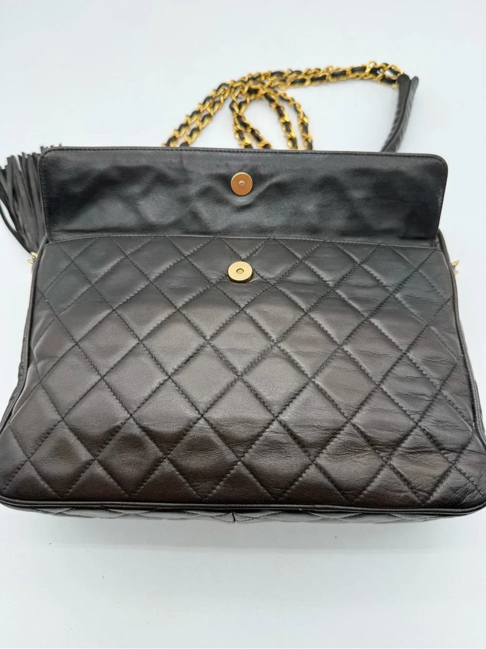 Chanel Vintage Quilted Lambskin Tassel Camera Bag Black - 24K GHW